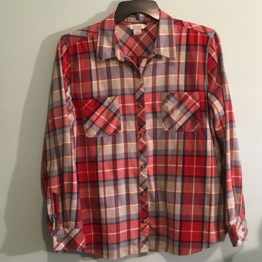 Natural Reflections Red Plaid Button-Down Shirt